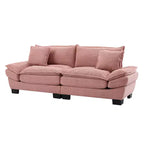 Canapé 2 places en velours côtelé Rembourré Assise profonde Canapé confortable avec oreillers pour chambre à coucher, salon, bureau Rose