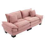 Canapé 2 places en velours côtelé Rembourré Assise profonde Canapé confortable avec oreillers pour chambre à coucher, salon, bureau Rose