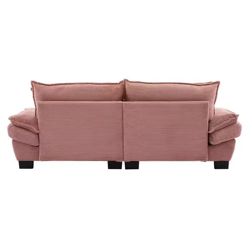 Canapé 2 places en velours côtelé Rembourré Assise profonde Canapé confortable avec oreillers pour chambre à coucher, salon, bureau Rose