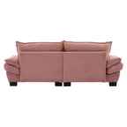 Canapé 2 places en velours côtelé Rembourré Assise profonde Canapé confortable avec oreillers pour chambre à coucher, salon, bureau Rose