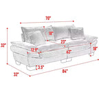 Canapé 2 places en velours côtelé Rembourré Assise profonde Canapé confortable avec oreillers pour chambre à coucher, salon, bureau Rose