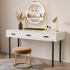 19 LED Makeup Mirror with 3-Color Dimmable Lighting, Smart Touch Control, 360 Rotating, Adjustable Stand, and Storage for Vanity