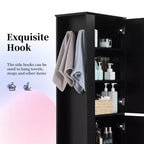 Meuble de rangement haut de salle de bain, meuble de rangement autonome avec crochet et étagère réglable en MDF blanc