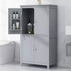 Meuble de Rangement Élégant pour Salle de Bain Meuble Autoportant de Salle de Bain avec 4 Portes