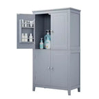 Meuble de Rangement Élégant pour Salle de Bain Meuble Autoportant de Salle de Bain avec 4 Portes