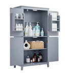 Meuble de Rangement Élégant pour Salle de Bain Meuble Autoportant de Salle de Bain avec 4 Portes