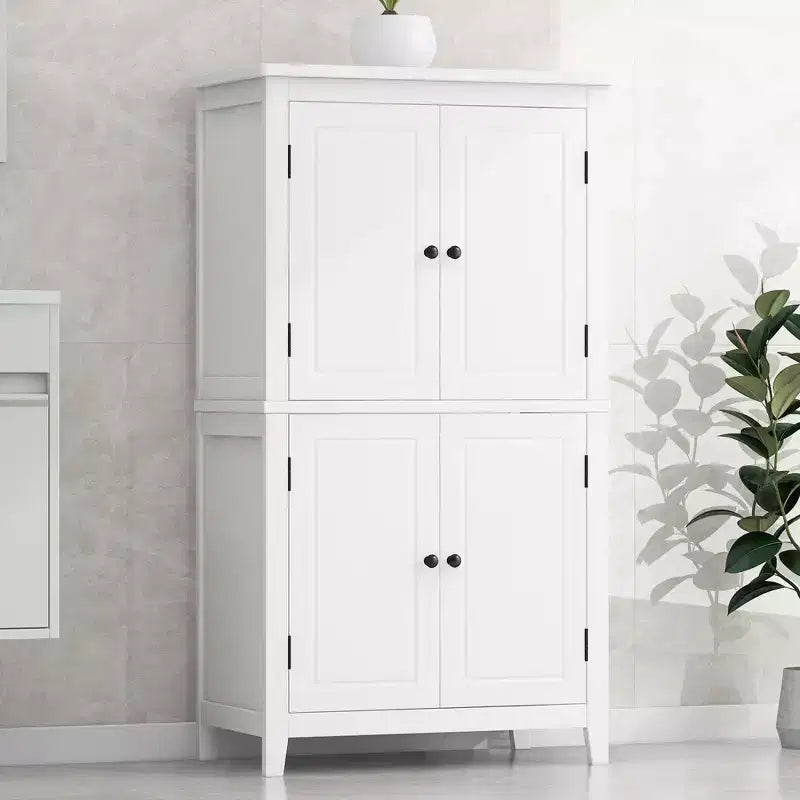 Meuble de Rangement Élégant pour Salle de Bain Meuble Autoportant de Salle de Bain avec 4 Portes