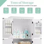 Meuble de Rangement Élégant pour Salle de Bain Meuble Autoportant de Salle de Bain avec 4 Portes