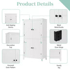 Meuble de Rangement Élégant pour Salle de Bain Meuble Autoportant de Salle de Bain avec 4 Portes