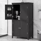 Meuble de Rangement Élégant pour Salle de Bain Meuble Autoportant de Salle de Bain avec 4 Portes