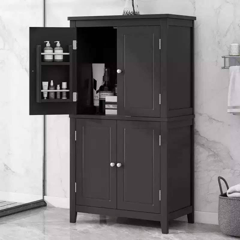 Meuble de Rangement Élégant pour Salle de Bain Meuble Autoportant de Salle de Bain avec 4 Portes