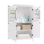 Meuble de Rangement Élégant pour Salle de Bain Meuble Autoportant de Salle de Bain avec 4 Portes