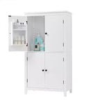 Meuble de Rangement Élégant pour Salle de Bain Meuble Autoportant de Salle de Bain avec 4 Portes
