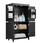 Meuble de Rangement Élégant pour Salle de Bain Meuble Autoportant de Salle de Bain avec 4 Portes