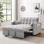 Canapé futon moderne en velours avec coussins décoratifs et poches pour salon, chambre à coucher, petit espace, gris