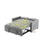 Canapé futon moderne en velours avec coussins décoratifs et poches pour salon, chambre à coucher, petit espace, gris