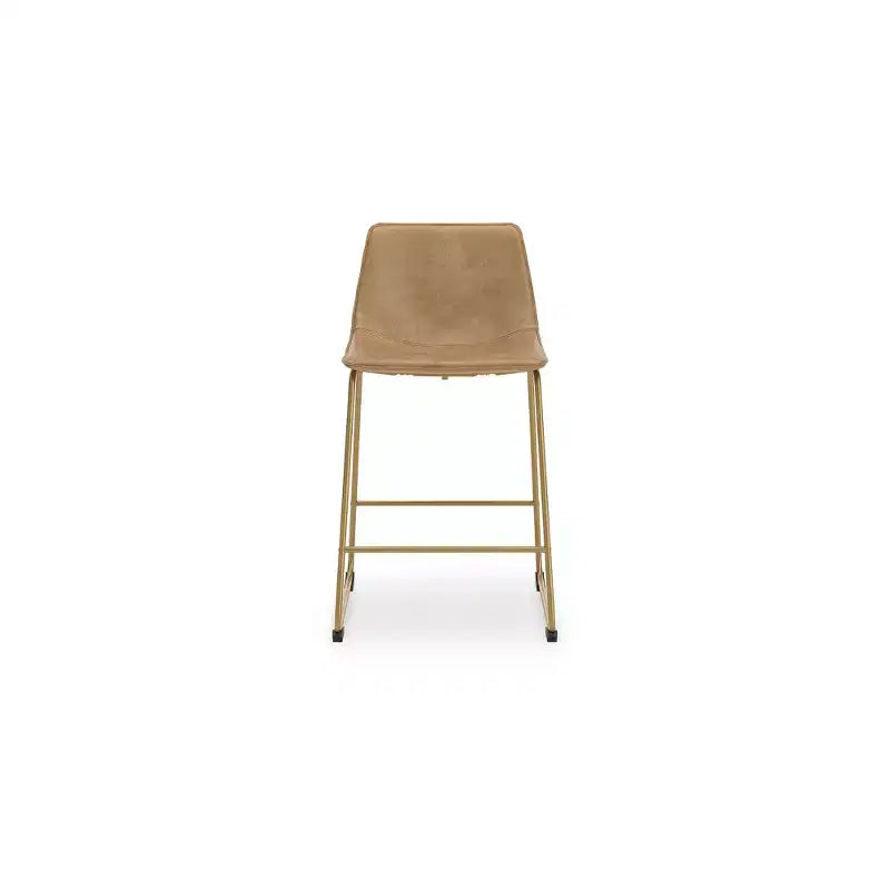 Tabourets de bar hauteur comptoir Lexadine, lot de 2, similicuir capitonné, finition toast/or, siège baquet moderne