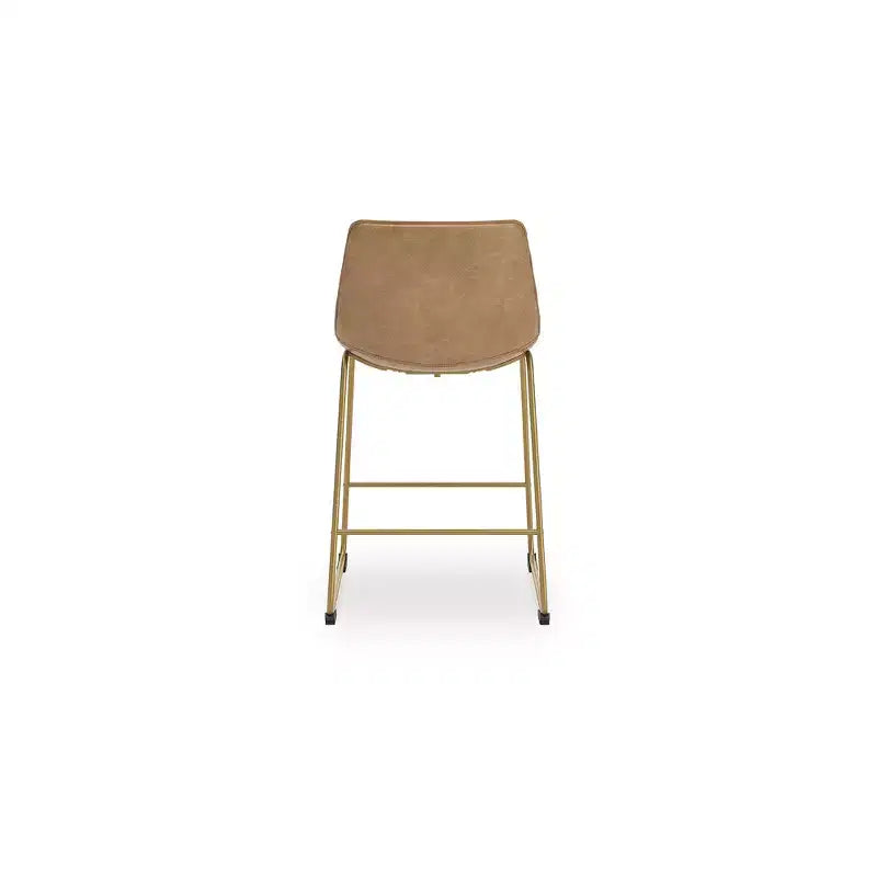 Tabourets de bar hauteur comptoir Lexadine, lot de 2, similicuir capitonné, finition toast/or, siège baquet moderne