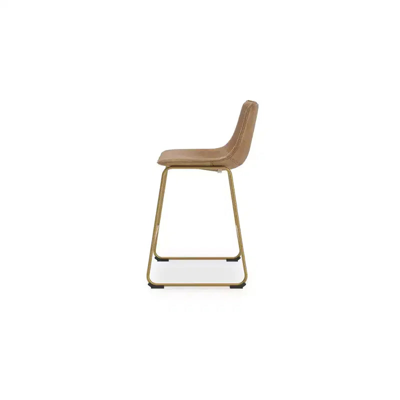 Tabourets de bar hauteur comptoir Lexadine, lot de 2, similicuir capitonné, finition toast/or, siège baquet moderne