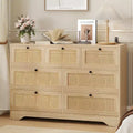 Rattan Dresser for Bedroom, Farmhouse Modern Dressers & Chests of Drawers, Wooden Storage Organizer for Closet, Living Room, Entryway, Hallway