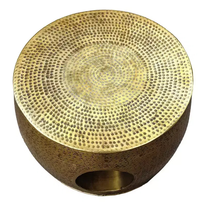 Table basse de 23 pouces, forme de tambour rond et bas avec centre creux unique