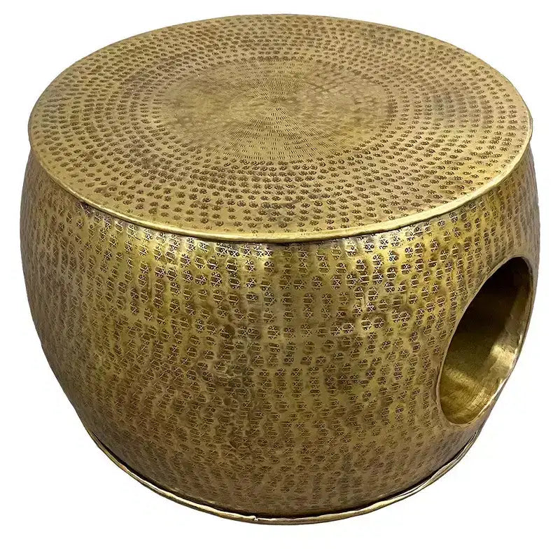 Table basse de 23 pouces, forme de tambour rond et bas avec centre creux unique