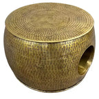 Table basse de 23 pouces, forme de tambour rond et bas avec centre creux unique