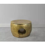 Table basse de 23 pouces, forme de tambour rond et bas avec centre creux unique