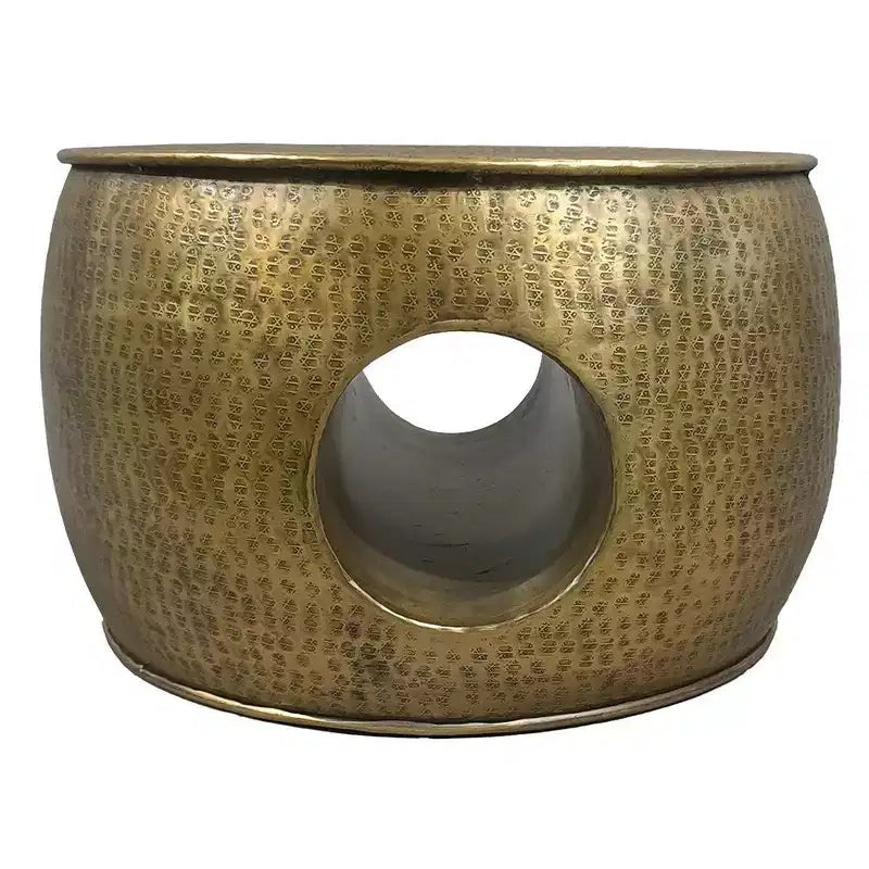 Table basse de 23 pouces, forme de tambour rond et bas avec centre creux unique