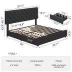 Upholstered Full Platform Bed Frame with 4 Storage Drawers Adjustable Headboard, PU Leather Platform Storage Bedframe